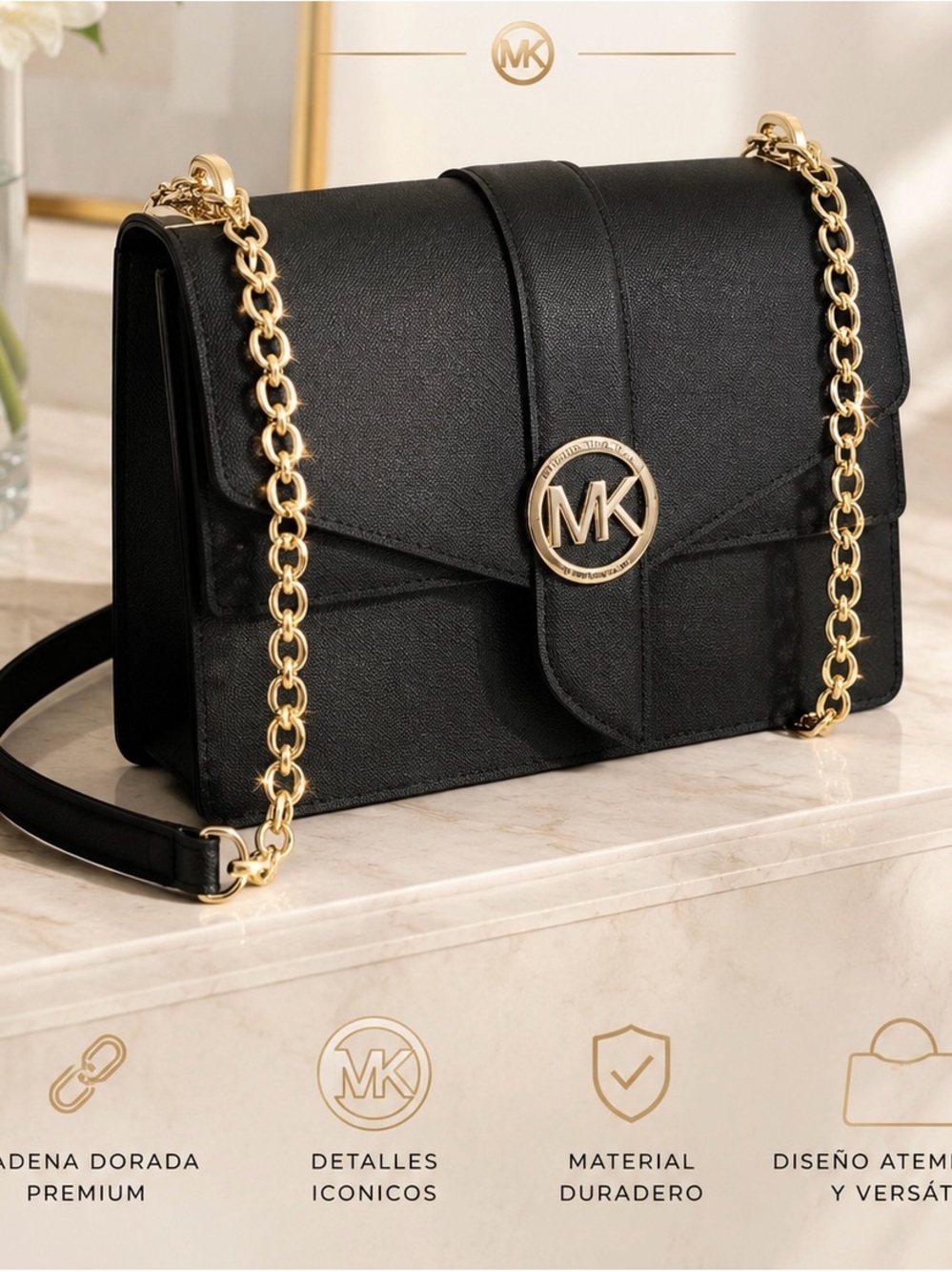 Michael Kors Greenwich Small Saffiano
Leather Crossbody Bag Black/Gold NWOT